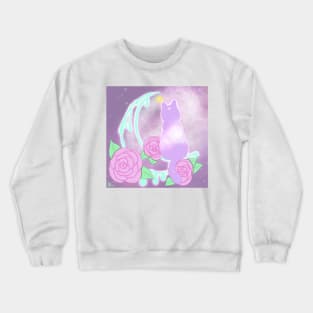 Drippy Moon Cat Tattoo Design (Pastel version) Crewneck Sweatshirt